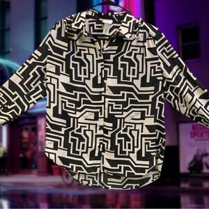 Pre Owned Women’s H&M by Richard Allen Blouse Sz 6 Geometric Pattern Stylish